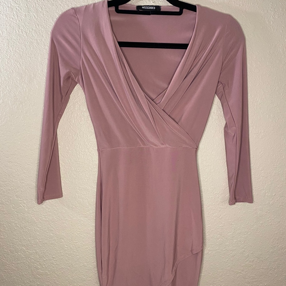 Missguided dress with long sleeves and v neck
